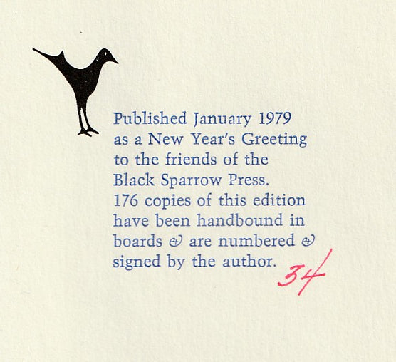 A Love Poem: 1979 New Years Greeting (#34/176) Signed by Charles Bukowski