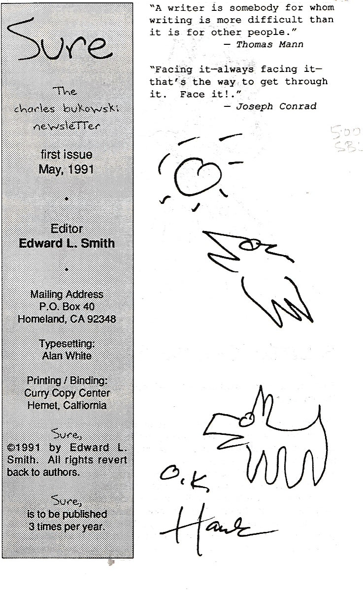 Sure #1: The Charles Bukowski Newsletter