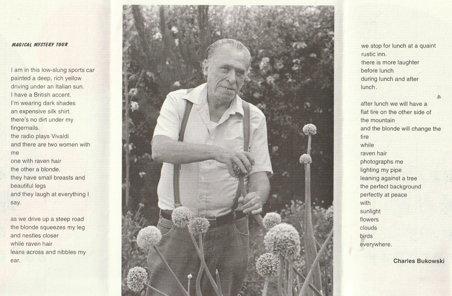 Charles Bukowski Remembrance Card/Poem