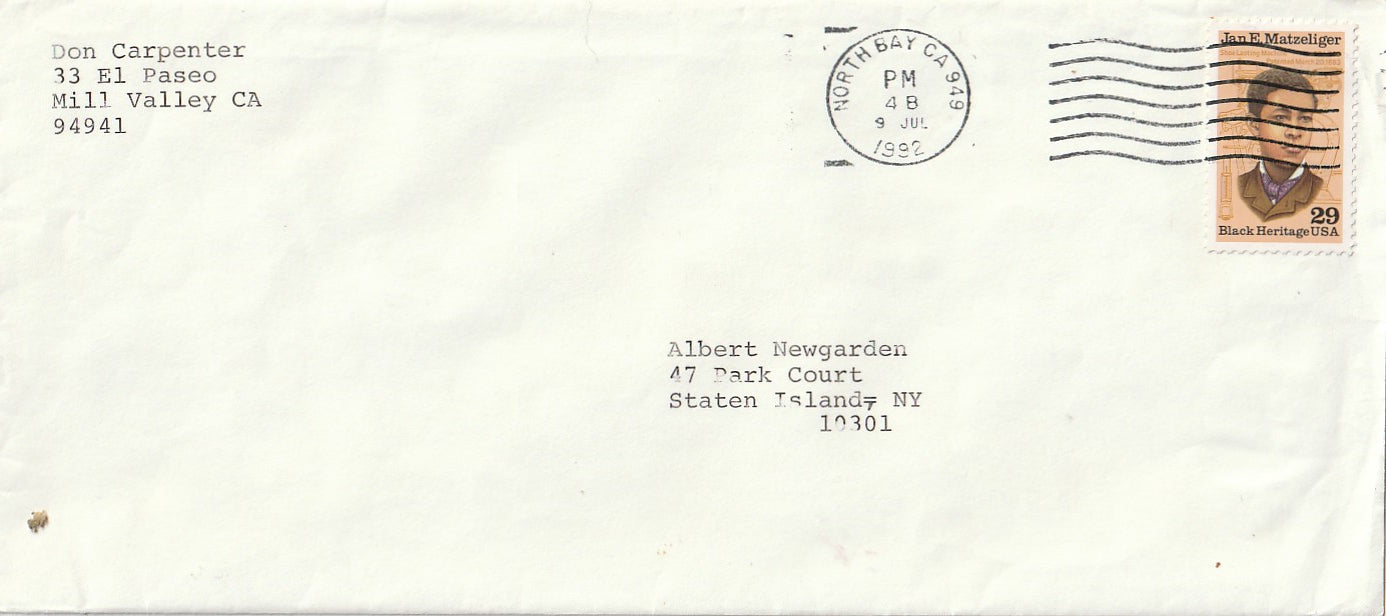Post Office Screenplay Signed by Bukowski & Dan Carpenter w/ Signed Letter