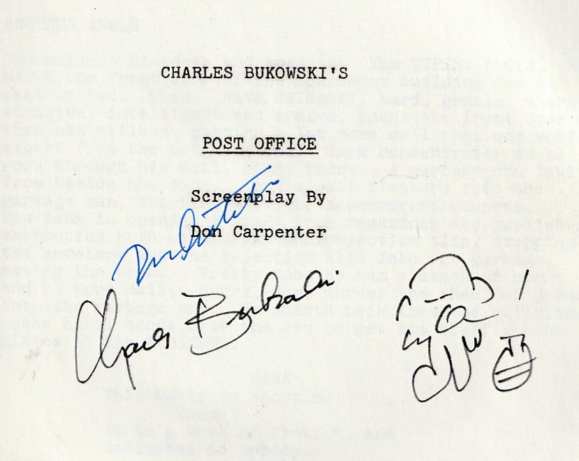 Post Office Screenplay Signed by Bukowski & Dan Carpenter w/ Signed Letter