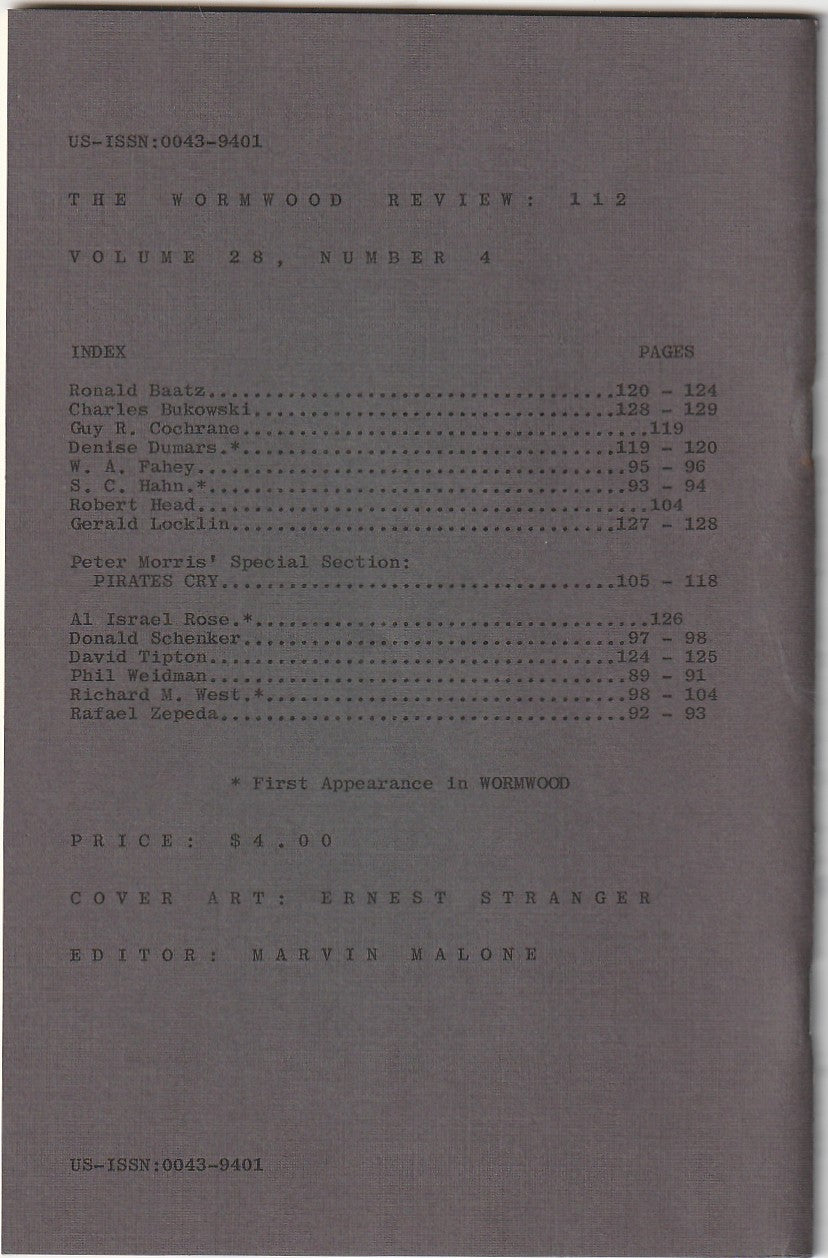 Wormwood Review 112 #213/700 — 2 Poems by Charles Bukowski