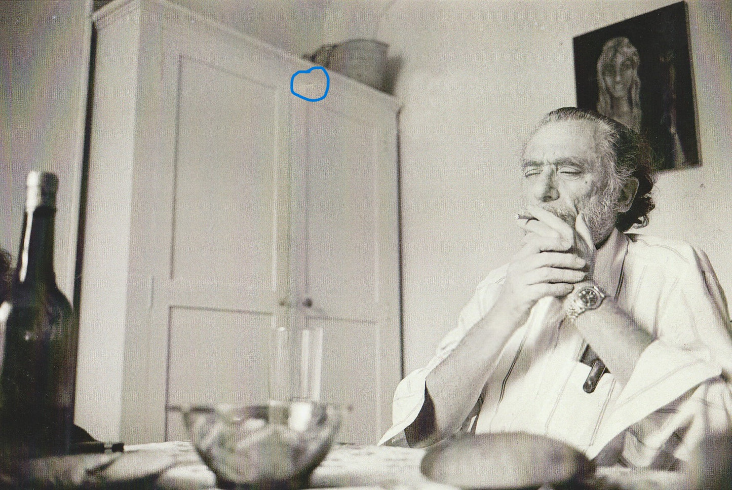 Photograph of Charles Bukowski in Europe Apartment