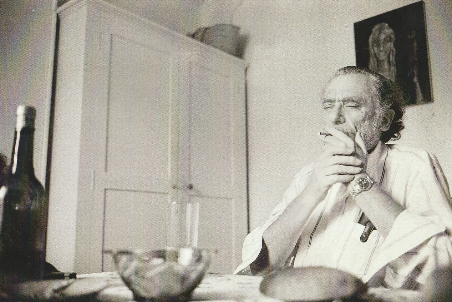 Photograph of Charles Bukowski in Europe Apartment