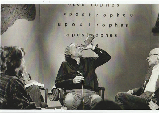 Photograph of Charles Bukowski Drinking on French TV Program Apostrophes