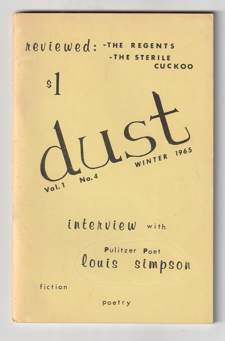 Dust Vol.1, No. 4 -- First Appearance of Uruguay Or Hell by Charles Bukowski (1965)