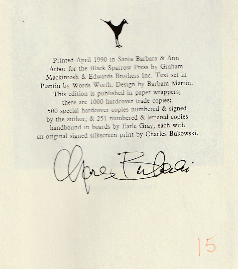 Septuagenarian Stew: First Edition Signed (#15/500) by Charles Bukowski