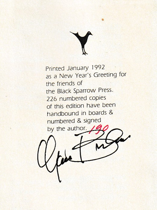Now: 1992 New Years Greeting  (#190/226) Signed by Charles Bukowski
