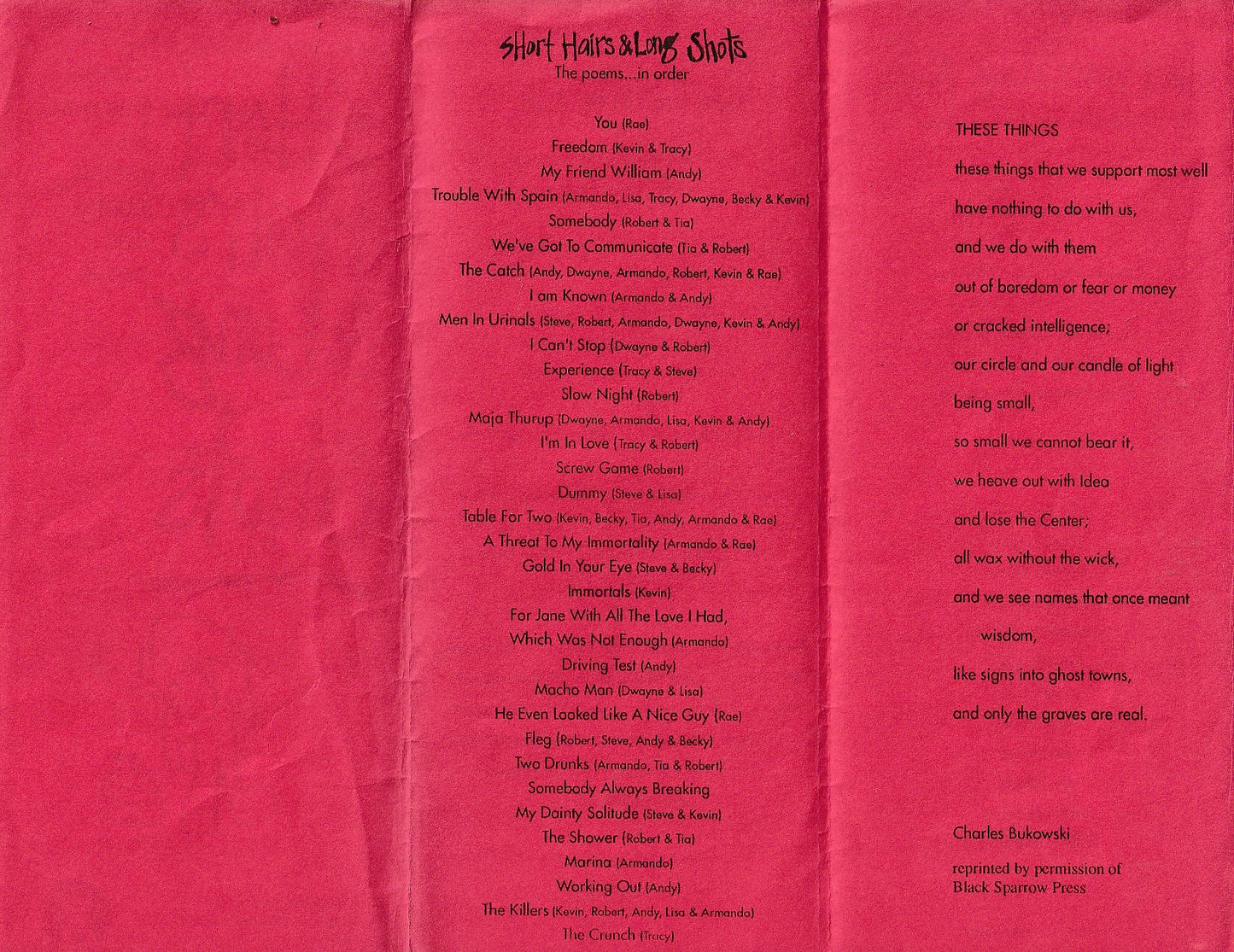 Long Shots & Long Hairs: Music and Poetry Reading (2008)