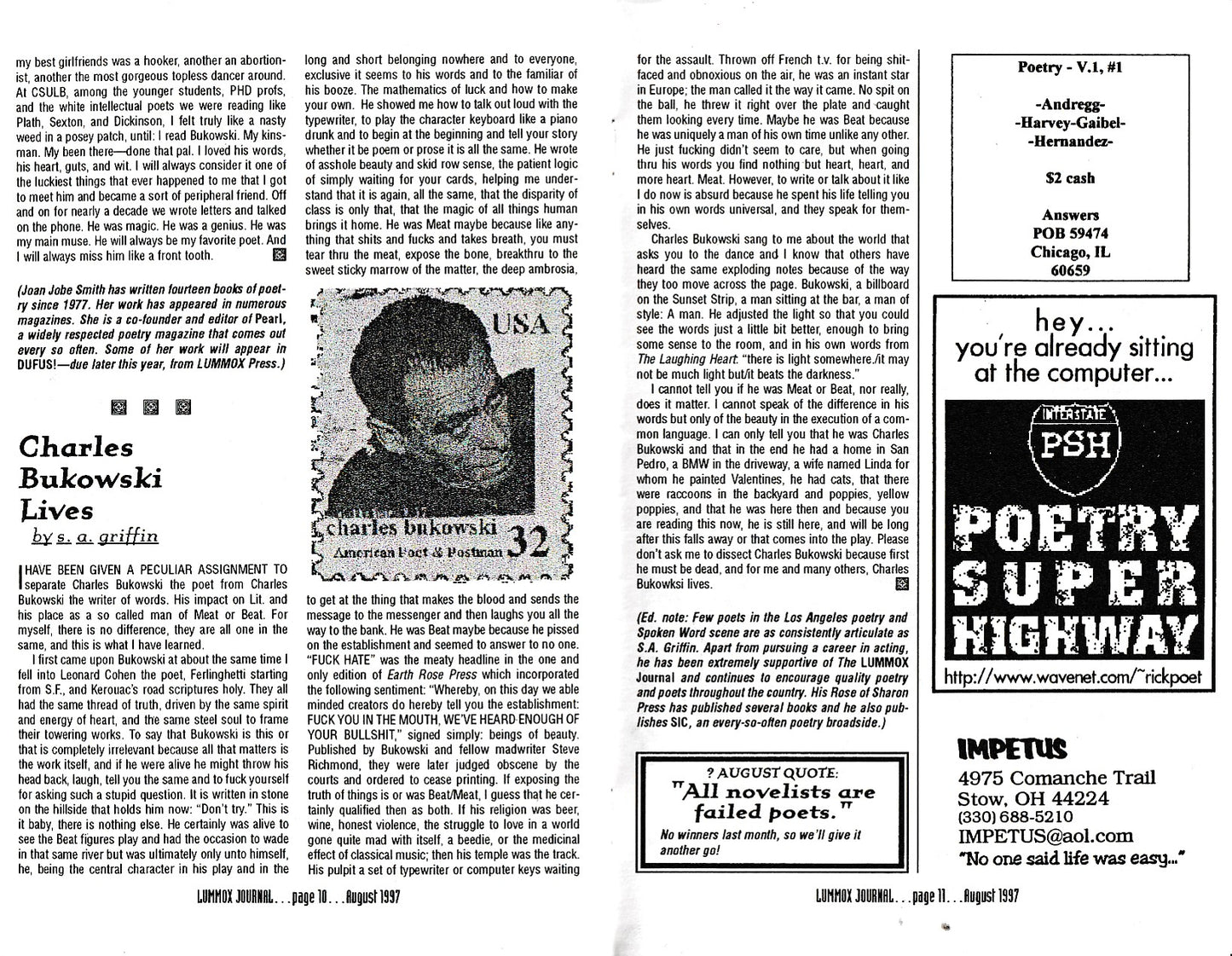 Lummox Journal Vol. 3, August 1997 – Charles Bukowski Tribute Issue