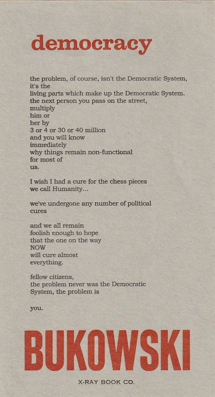 DEMOCRACY Broadside: First Appearance of Poem (2001)