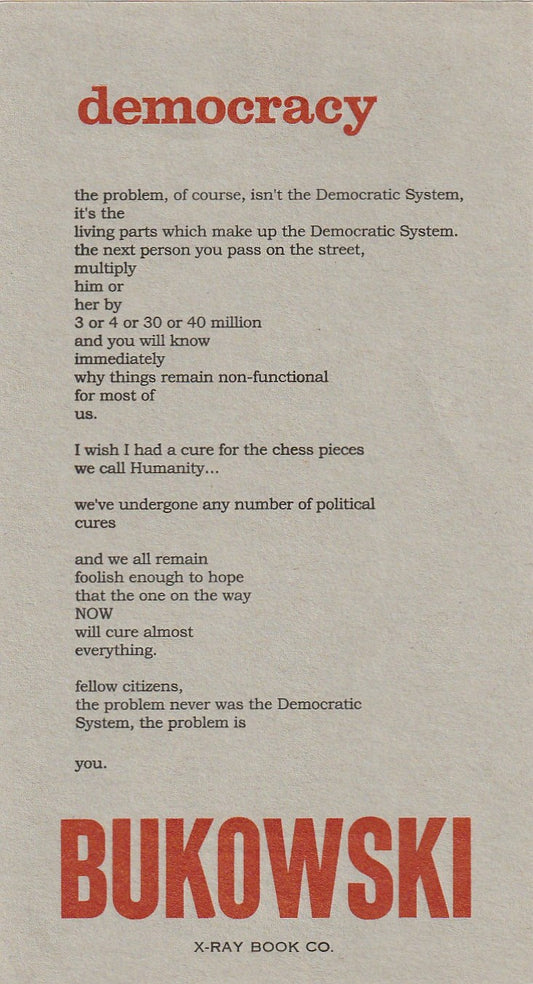 DEMOCRACY Broadside: First Appearance of Poem (2001)