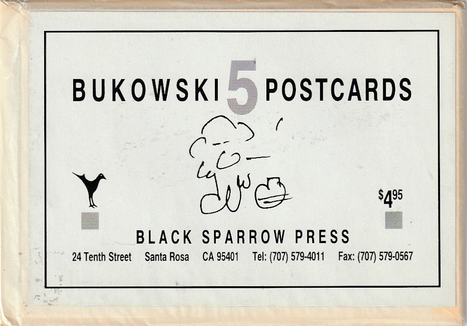 Bukowski 5 Postcards (First Edition): Charles Bukowski Drawing and Photos