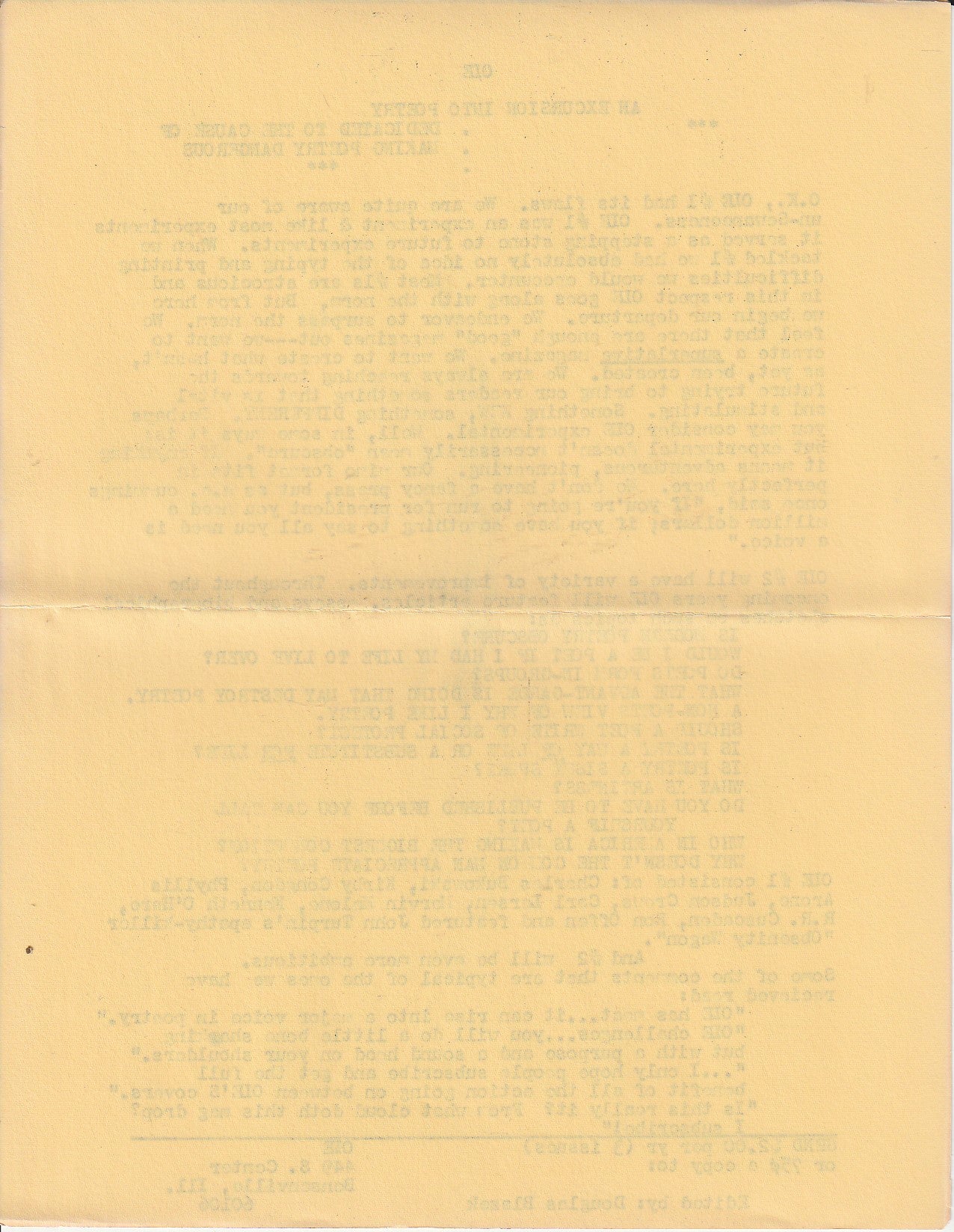 OLE 1 with Flyer (#65/400): One Uncollected and Two First Appearance Poems