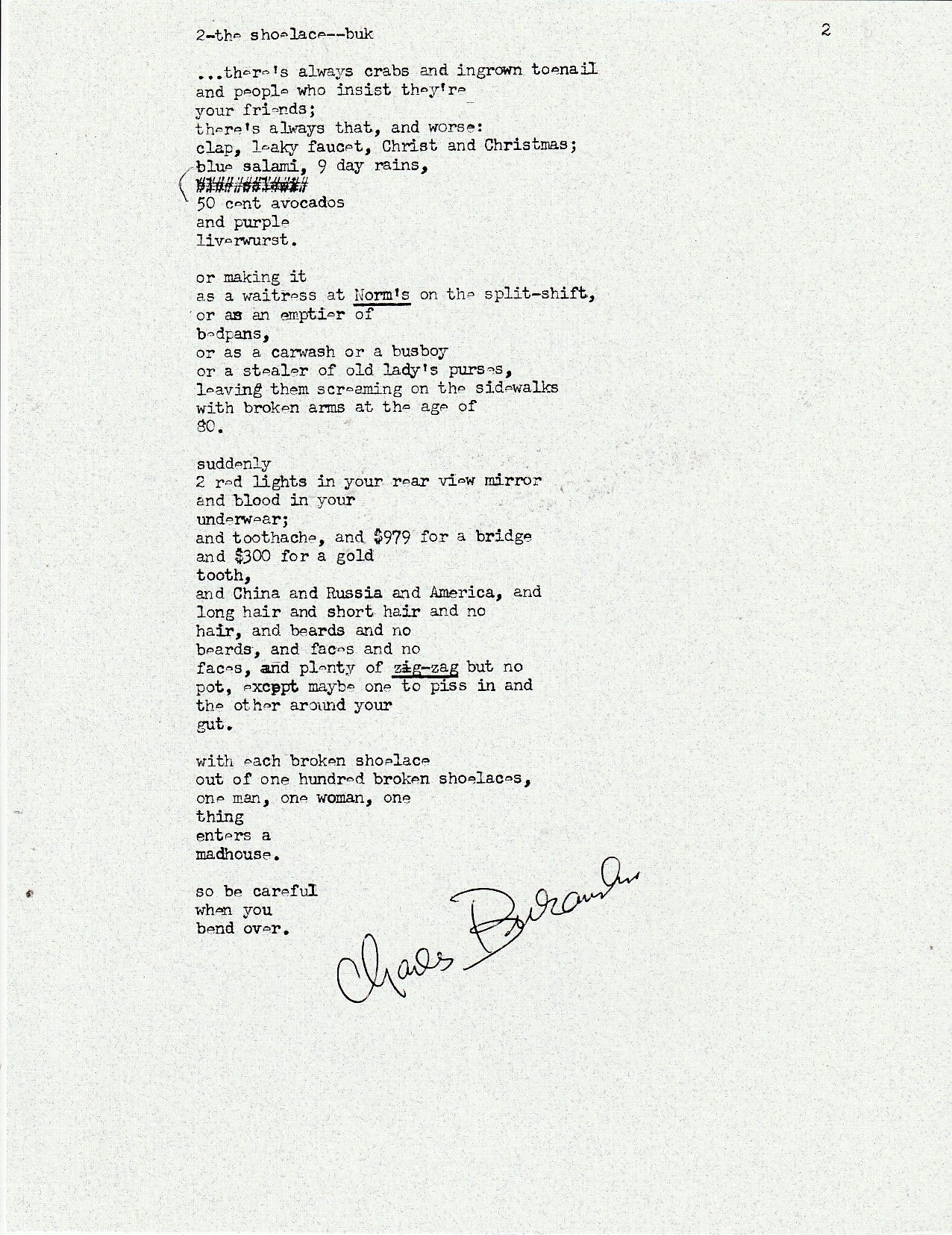 The Iris Prints: Copy J of 26 Copies Signed by Charles Bukowski