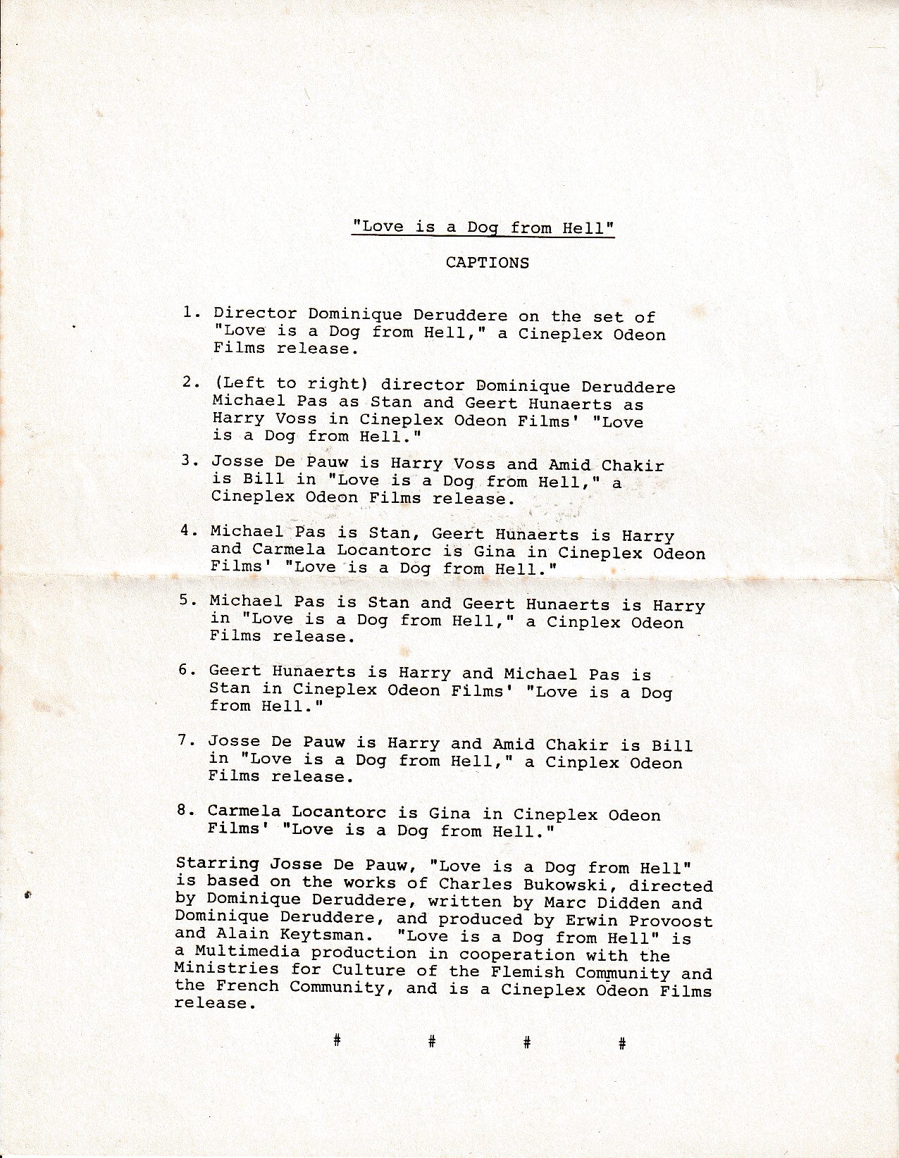 Love Is a Dog From Hell Press Kit: Signed by Charles Bukowski