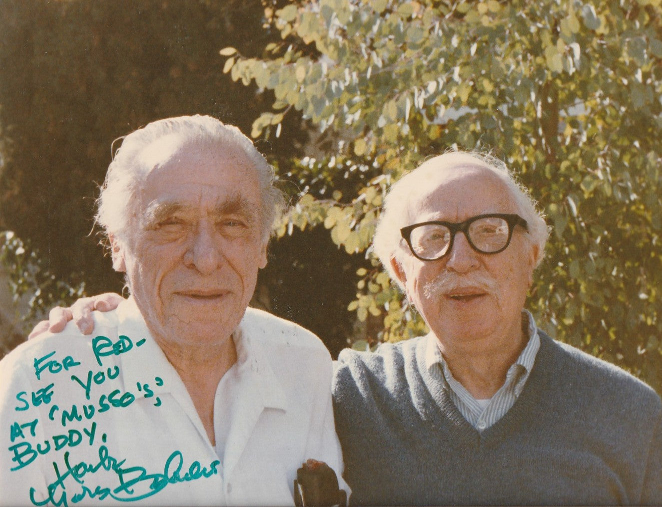 Signed and Inscribed Photograph of Charles Bukowski and Red Stoldosky