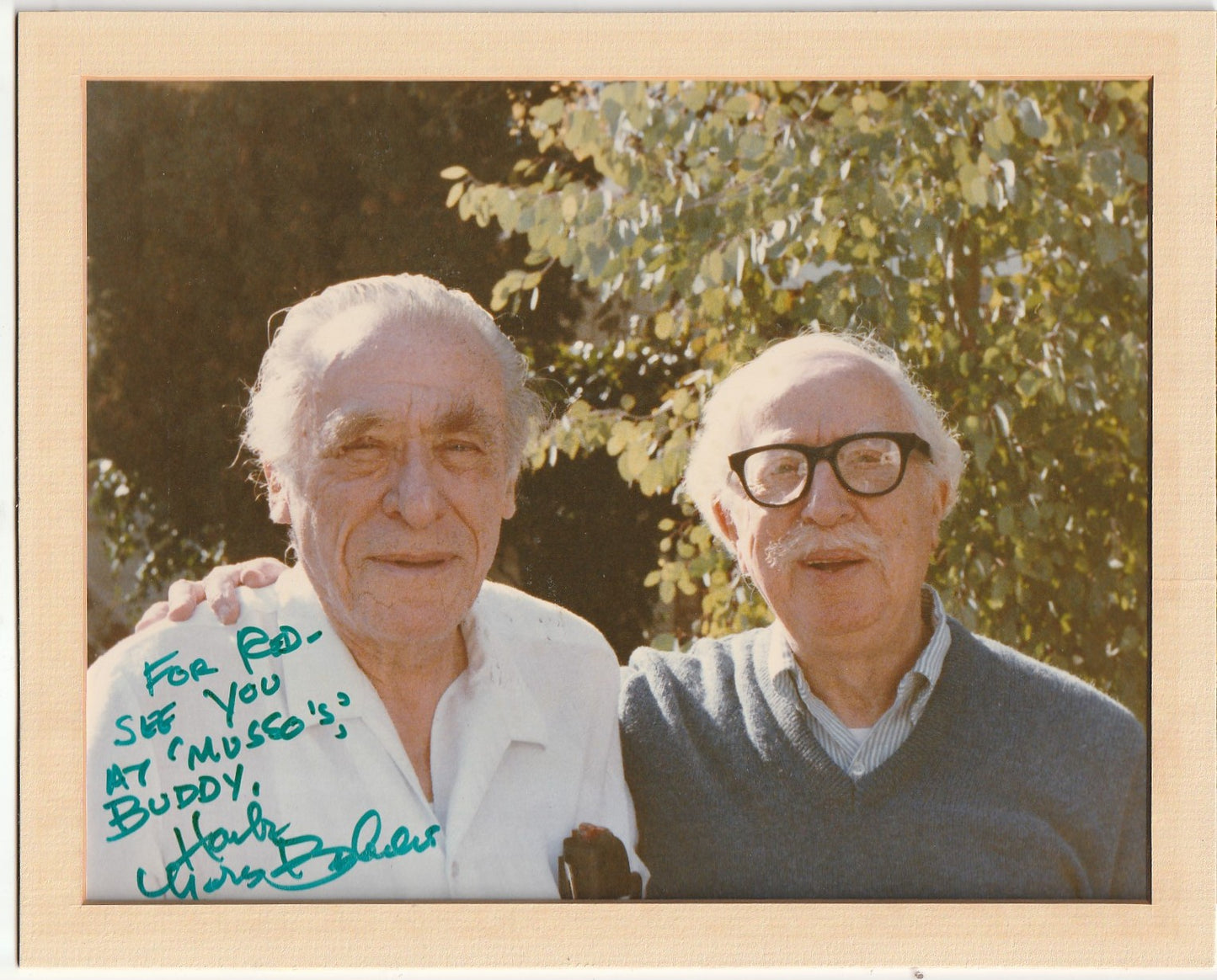 Signed and Inscribed Photograph of Charles Bukowski and Red Stoldosky