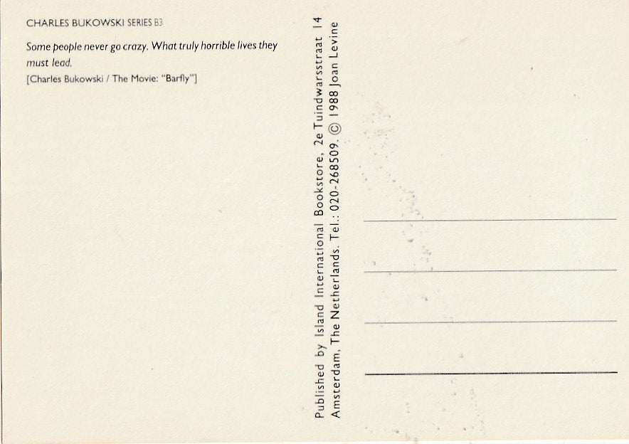 Post Card Featuring Bukowski and Georgia Hubbard