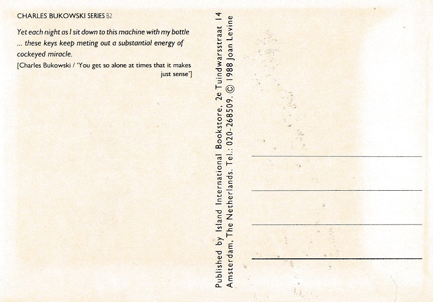 Post Card Featuring Charles Bukowski by Joan Levine Gannij