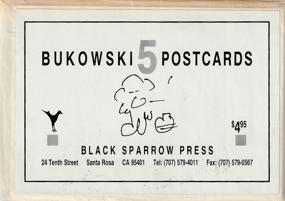 Bukowski 5 Postcards (First Edition) with Photographs and Drawing