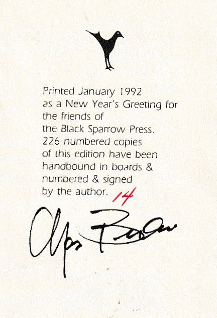 Now: 1992 New Years Greeting  (#15/226) Signed by Charles Bukowski