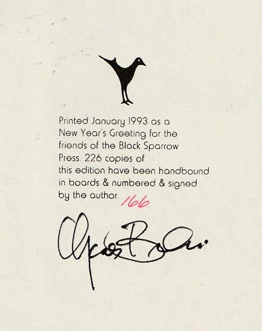 1993 New Years Greeting – Signed with Drawing by Charles Bukowski #166/226