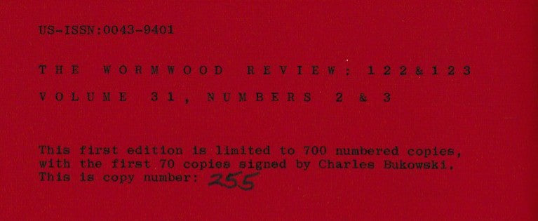 Signed, Two-Page Uncollected Poem by Charles Bukowski: A lady with some French wine