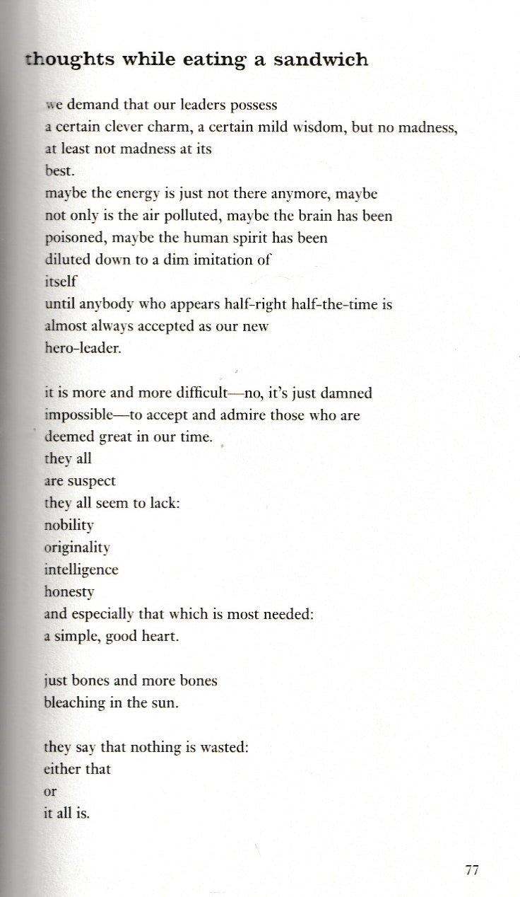Signed Manuscript by Charles Bukowski: thoughts while having a sandwich and coffee at 12:45 p.m. at a local café