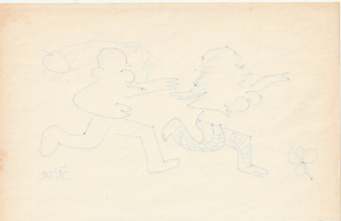 Original Drawing by Charles Bukowski: Ink on Paper — The Chase