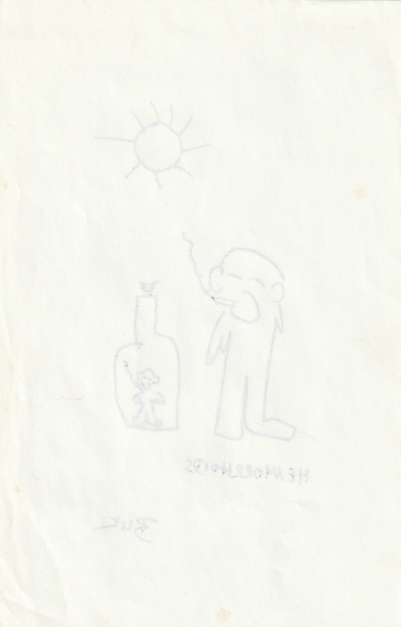 Original Drawing by Charles Bukowski: Ink on Paper — " HEMORRHOIDS”