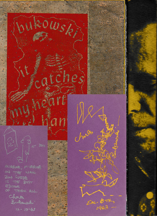 Unique Copy of It Catches My Heart in Its Hands: Signed Abstract Drawing, Dedication to Jon Webb with Drawing and Pressed Flowers Page