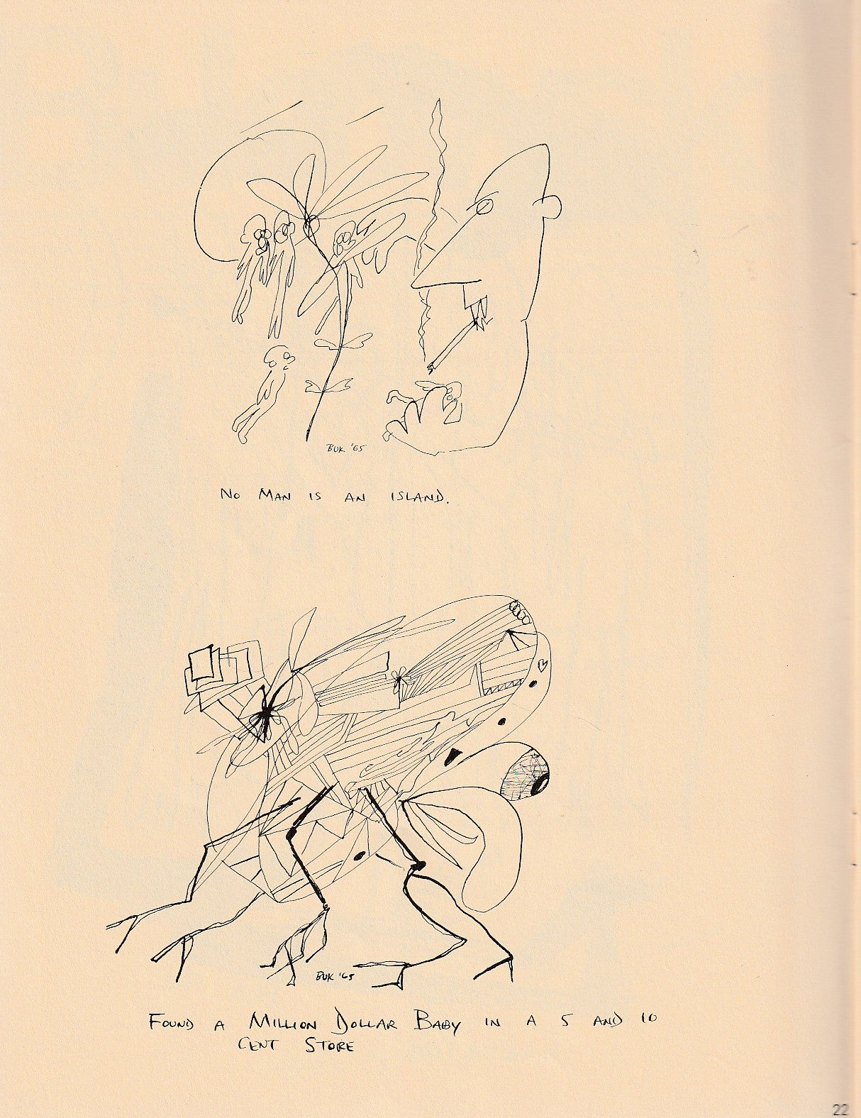 Harrison Street Review -- 11 Early Bukowski Drawings (1965) “Atomic Scribblings From a Manic Age” (1971)
