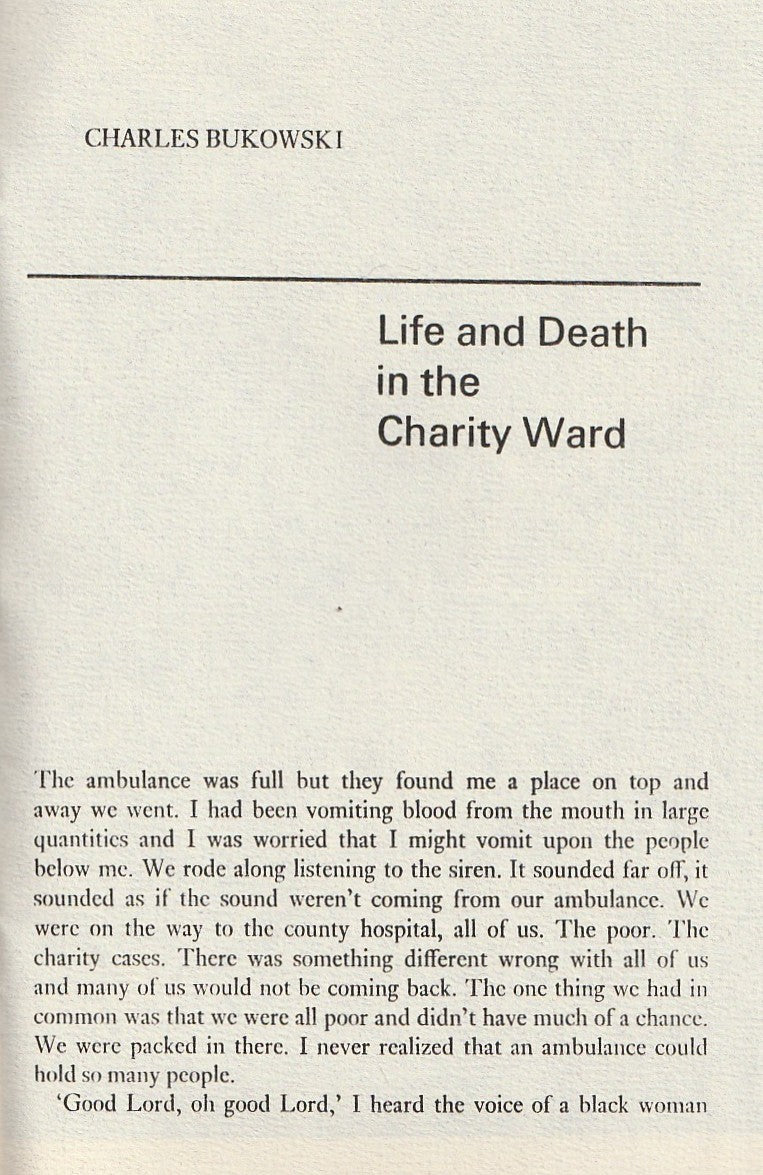 Life and Death in the Charity Ward – Bootleg Chapbook w/ Charles Bukowski Short Story