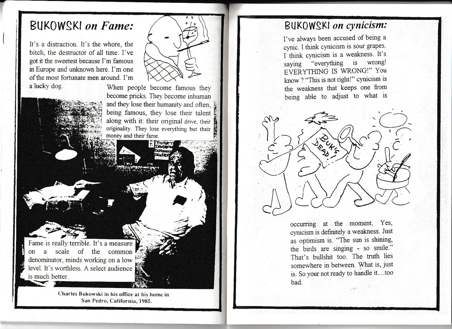 Bukowski on Bukowski: Bukowski Quotes and Drawings