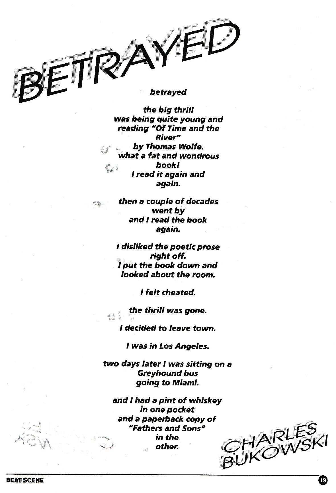 Beat Scene 12: Flexi Disc w/ Bukowski Recording and 3 First Appearance Poems