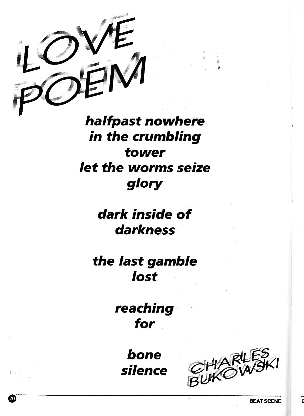 Beat Scene 12: Flexi Disc w/ Bukowski Recording and 3 First Appearance Poems