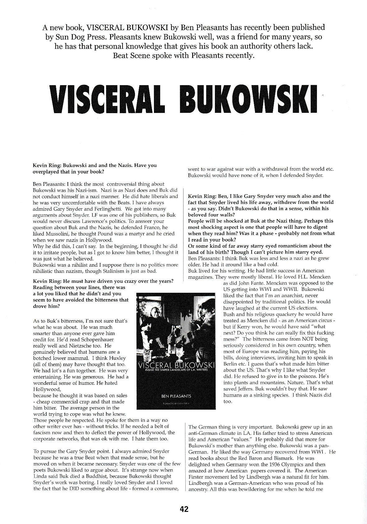 Beat Scene 47: Ben Pleasants Visceral Bukowski