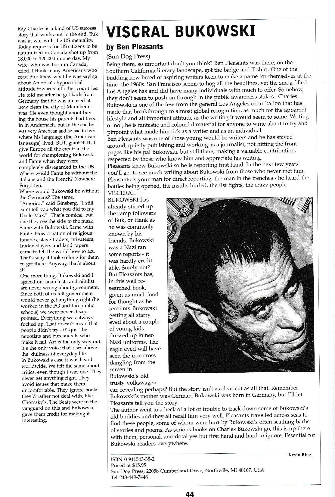 Beat Scene 47: Ben Pleasants Visceral Bukowski