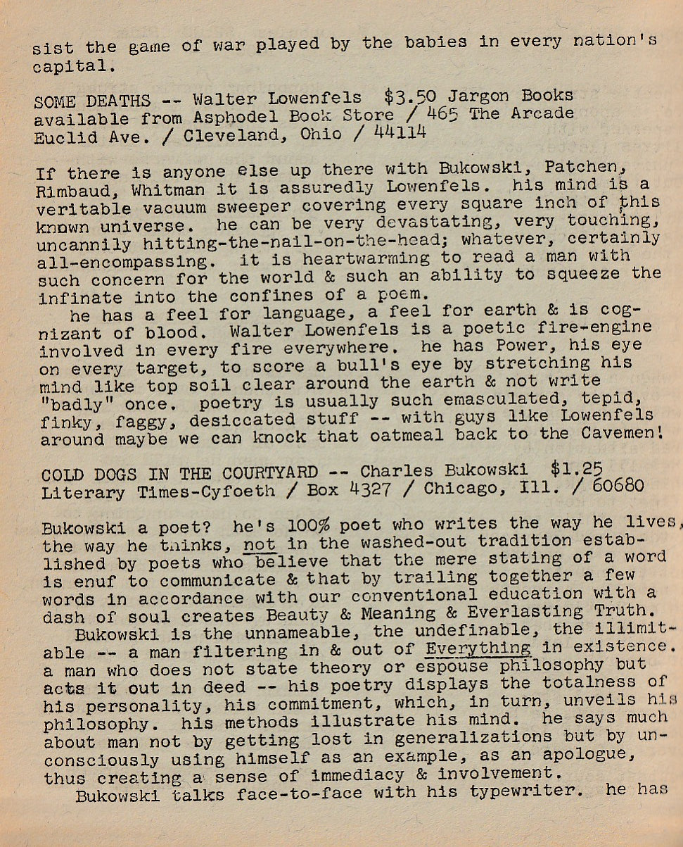 OLE 4: Book Advertisement, Book Review, Product Review and One First Appearance Poem (1966)