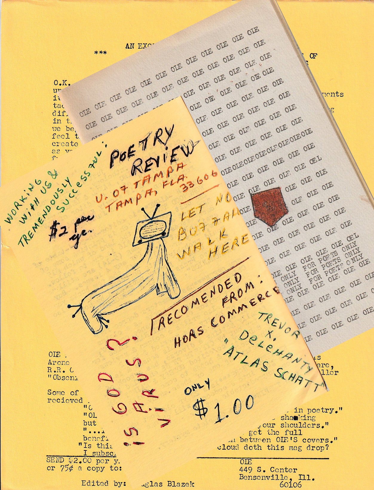 OLE 1 -- Hand-Colored Covers and Page w/ Flyer: One Uncollected, Two First Appearance Poems by Charles Bukowski (1964)