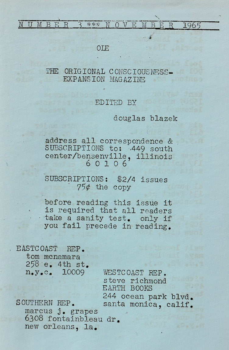 OLE 3: One Uncollected Charles Bukowski Poem and Several Bukowski Ads