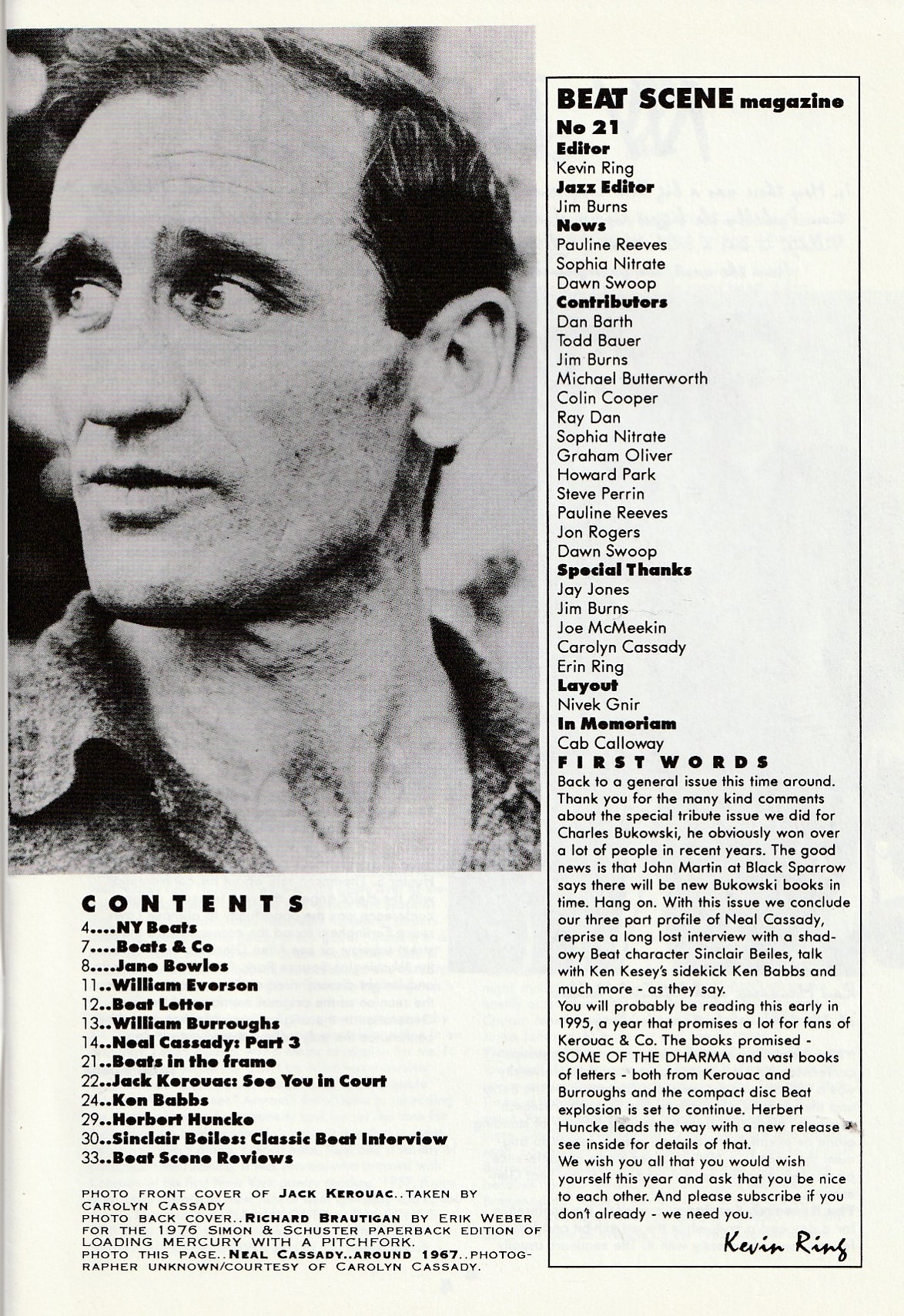 Beat Scene 21 -- Neal Cassady Trilogy Concludes — Plus Kerouac, Burroughs, Ken Babbs, Herbert Huncke & a Lost Sinclair Beiles Interview"