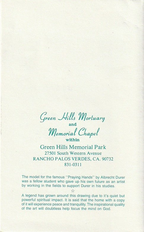 Funeral Card for Charles Bukowski Memorial Service