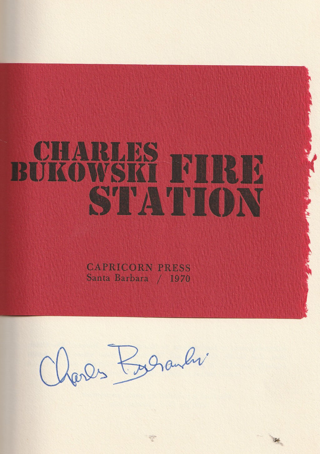 Fire Station – Signed First Edition by Charles Bukowski w/ Custom Clamshell Box