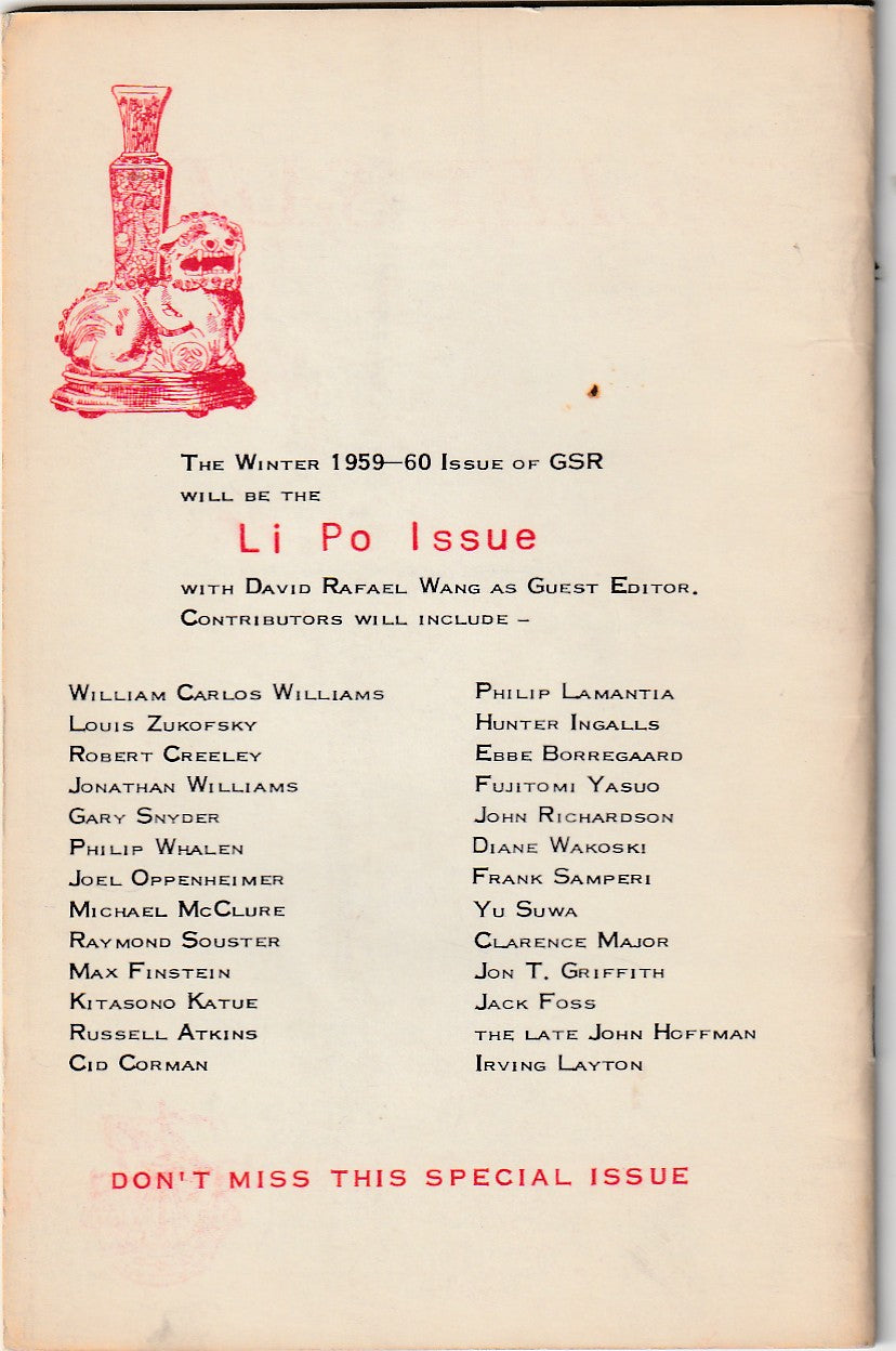 The Galley Sail Review, Vol. 1, No. 4 -- First Appearance of The Twins by Charles Bukowski (1959)