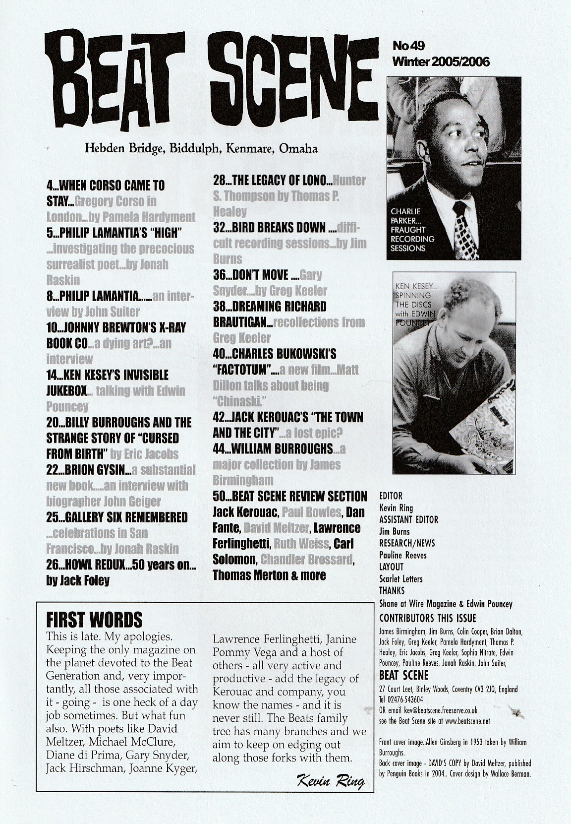Beat Scene 49 -- Bukowski, Johnny Brewton, Ken Kesey, Corso, Burroughs