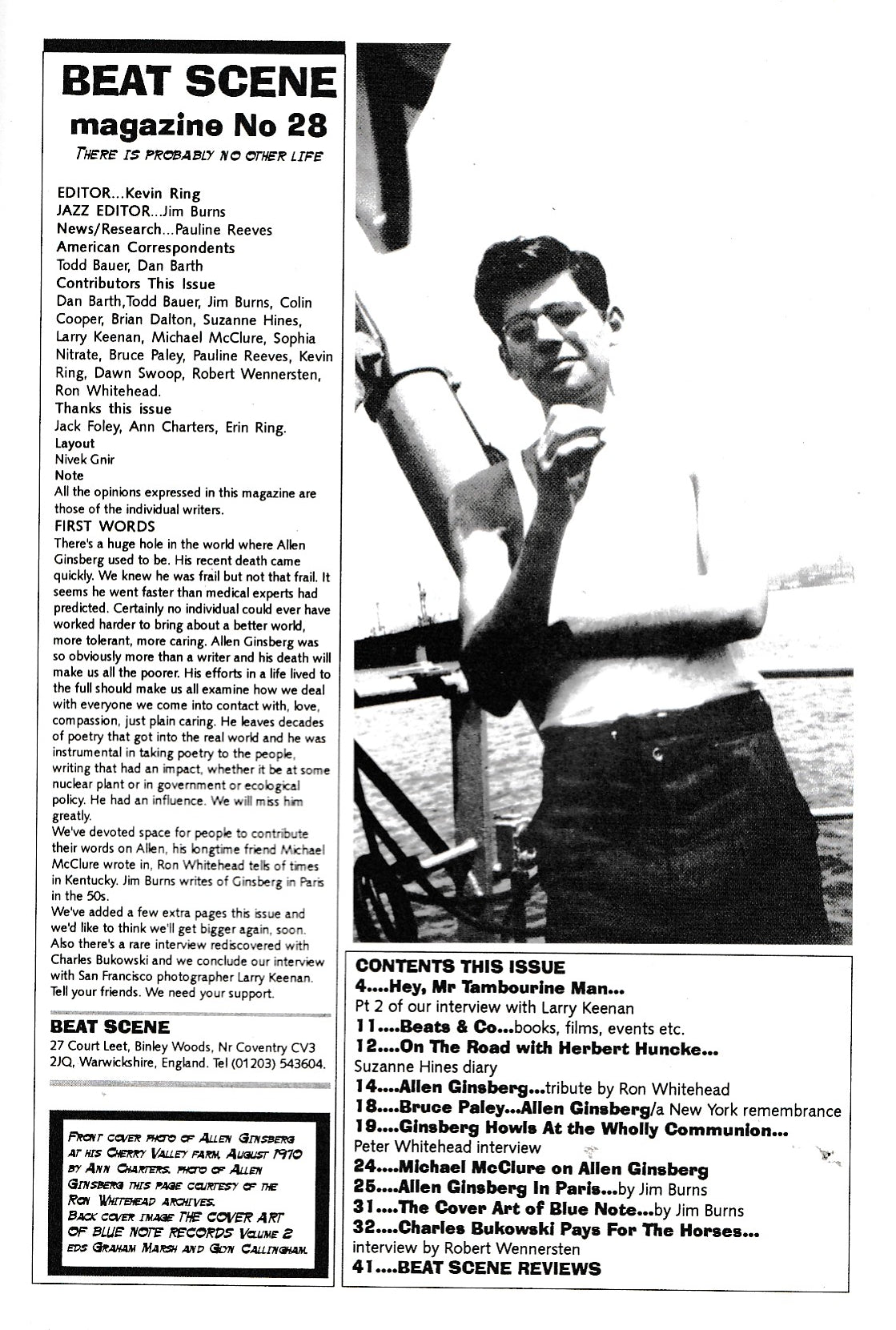 Beat Scene 28 -- Bukowski, Ginsberg, Blue Note McClure, Huncke, Larry Keenan