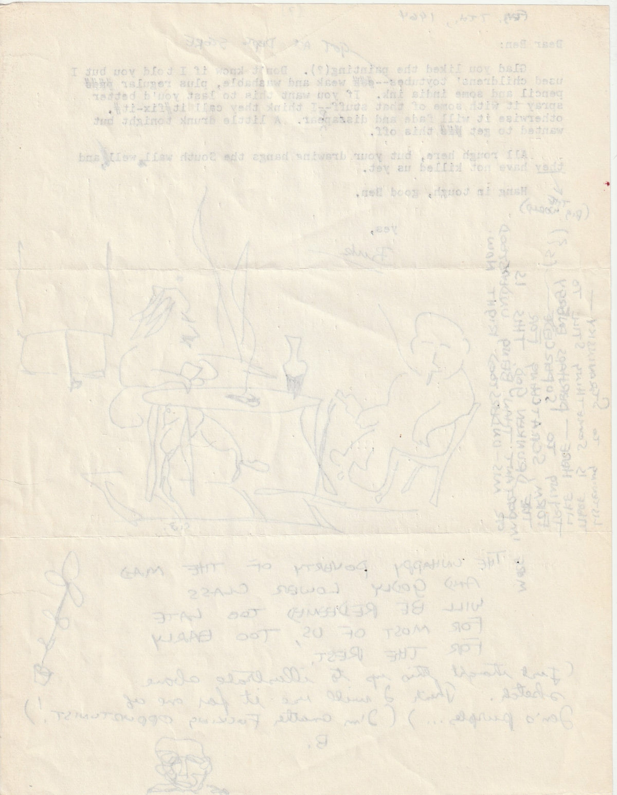 Charles Bukowski Letters to Ben Tibbs, 1963-1967 — Eleven Original Letters with Drawings