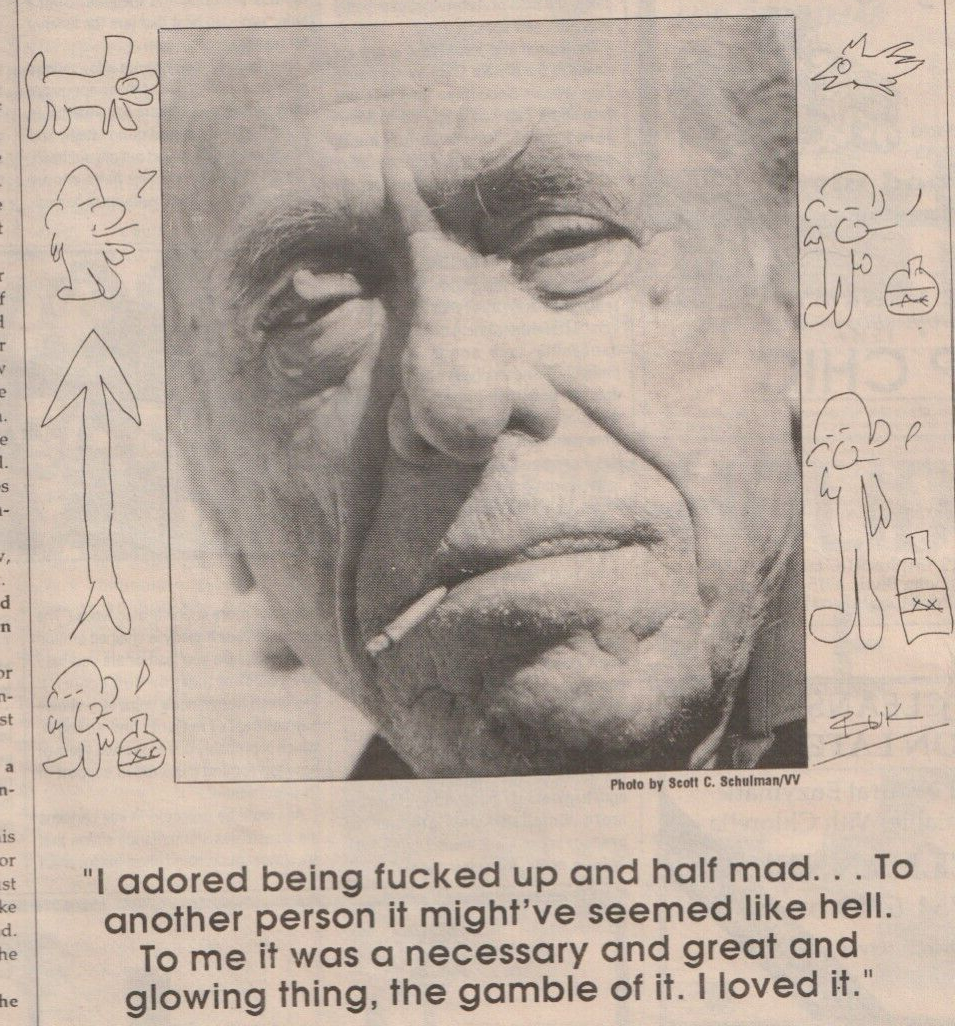 Village View -- Two-Page Center-Spread Interview with Charles Bukowski in  (1990)